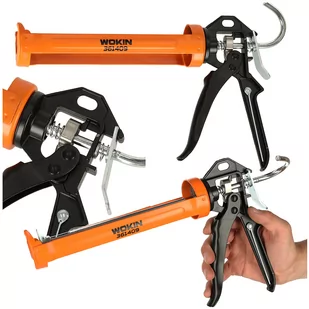 WOKIN Pistolet wyciskacz do silikonu akrylu kleju kartuszy mas obrotowy korpus 360 255mm - Narzędzia warsztatowe - miniaturka - grafika 1