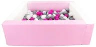 Suche baseny - Kwadratowy suchy basen z ekoskóry z 200 piłeczkami (biały, różowy (pastel)/biały, różowy, szary) - miniaturka - grafika 1