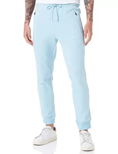 Spodenki męskie - BOSS Hadiko 2 męskie spodnie do biegania z mieszanki bawełny z grafiką w kratkę, jasnoniebieski, M - grafika 1