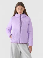Kurtki damskie - Damska kurtka puchowa dwustronna 4F 4FWAW24TDJAF471 - fioletowa - miniaturka - grafika 1