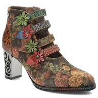 Botki damskie - Pomarańczowe Botki Laura Vita Eleganckie Buty Na Obcasie - miniaturka - grafika 1