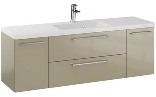 Szafka Wisząca Z Umywalką RON 140 cm D - Cappuccino Wysoki Połysk - Uchwyty Chromowane - Szafki łazienkowe - miniaturka - grafika 1