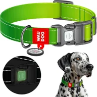 Obroże dla psów - Obroża dla psa nylonowa waudog nylon mono z paszportem qr, odblaskowa, plastikowy fastex, jasnozielona, rozmiar s, 25-35 cm, 15 mm - miniaturka - grafika 1