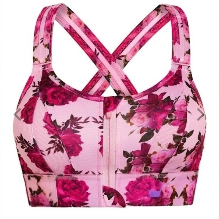 Biustonosz Sportowy Shefit Różowy W Kwiaty Mocne Podtrzymanie Regulowany L