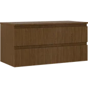 Szafki łazienkowe - Mexen Rivel szafka łazienkowa podumywalkowa 100 cm z blatem, 2 szuflady, ryflowana , orzech - 91A20-10047-2-BFFC86 - miniaturka - grafika 1