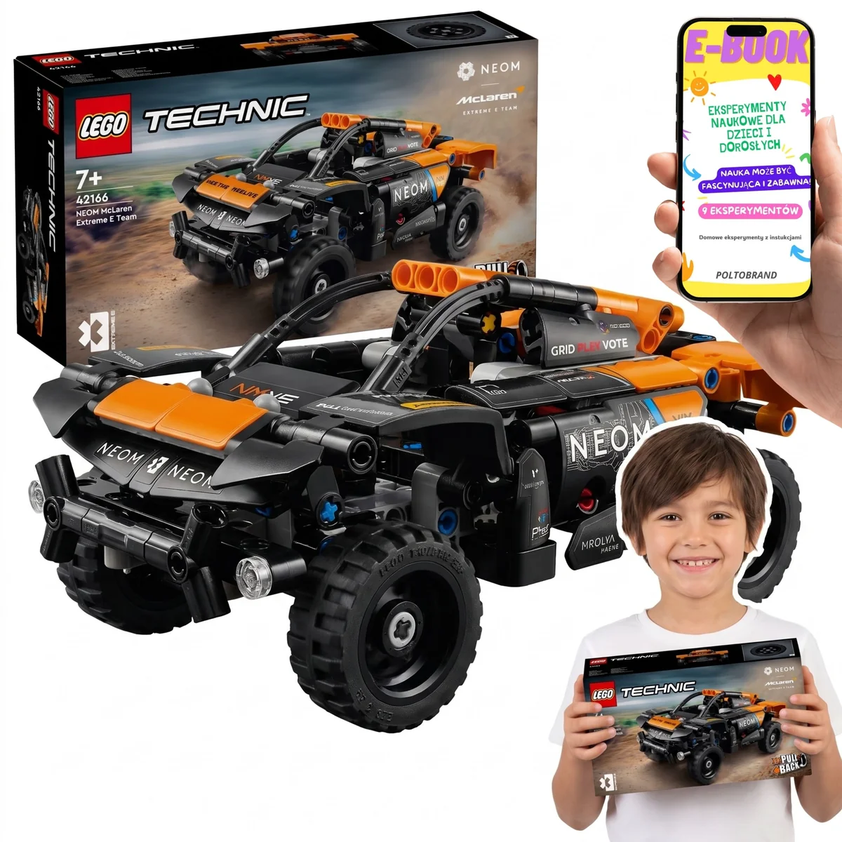 LEGO Technic NEOM McLaren Extreme E Race Car 42166 • napęd pull-back • 252 el.