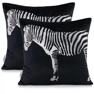 AmeliaHome poszewka dekoracyjna NANCY ZEBRA czarna 2szt. 45X45 - Poszewki na poduszki - miniaturka - grafika 1
