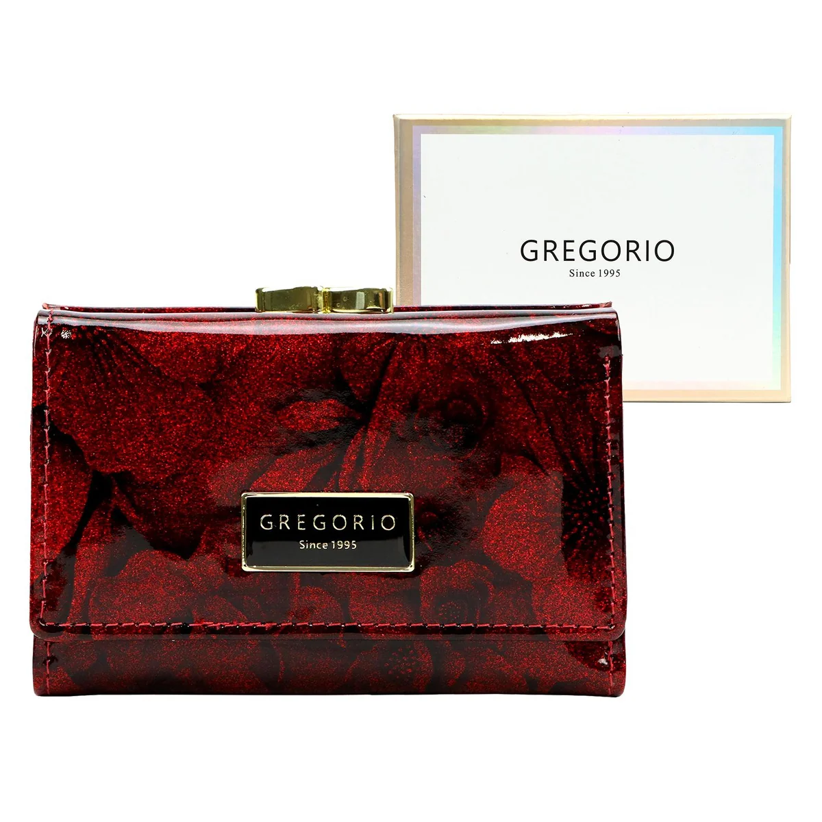 Poziomy portfel damski Gregorio FRL-117 w kwiaty z biglem - on_order