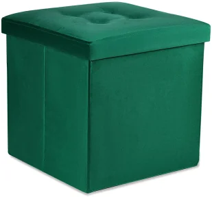 Welurowa pikowana pufa zielona ze schowkiem A9-B17 - Pufy i podnóżki - miniaturka - grafika 1