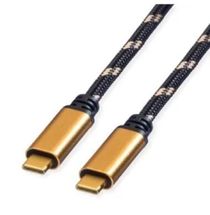 ROLINE GOLD Kabel USB4 Gen3x2, z Emark, C-C, M/M, 100W, czarny/złoty, 2 m - Kable USB - miniaturka - grafika 1