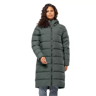 Damski płaszcz puchowy Jack Wolfskin FROZEN PALACE COAT W slate green - XL - Płaszcze damskie - miniaturka - grafika 1