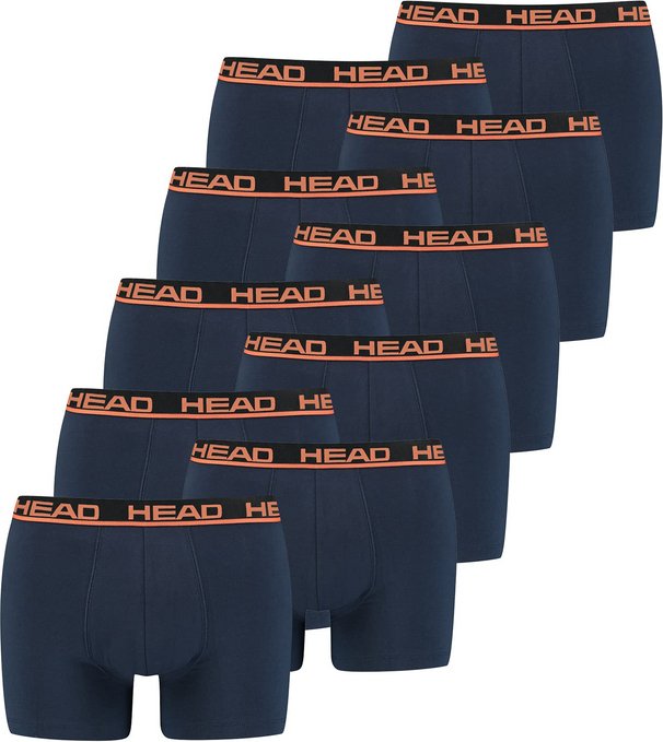 Bokserki męskie HEAD, 2-pak - basic, bawełna stretch, jednokolorowe ciemnoniebieskie/pomarańczowe M