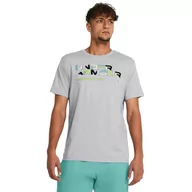 Koszulki sportowe męskie - Męski t-shirt z nadrukiem Under Armour UA Colorblock Wordmark SS - szary - UNDER ARMOUR - miniaturka - grafika 1