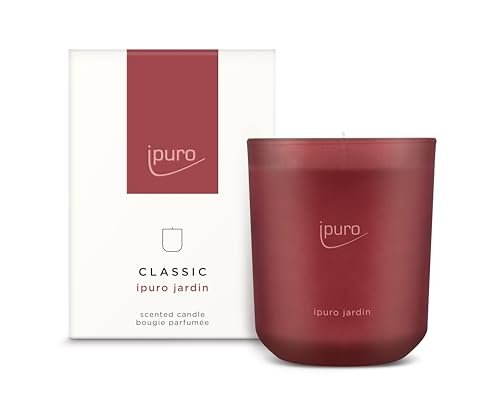 ipuro Klasyczna dekoracyjna świeca zapachowa – Jardin | świeca zapachowa w szkle z limonką, bergamotką, magnolią i różą, goździkiem i aromatem bursztynu | świece o długotrwałym zapachu | świeca