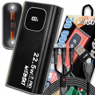 Powerbanki - Ogromny Powerbank 30000MAH 22.5W Pd 3X Usb Usb-c Latarka Czarny Kabel 6W1 - miniaturka - grafika 1