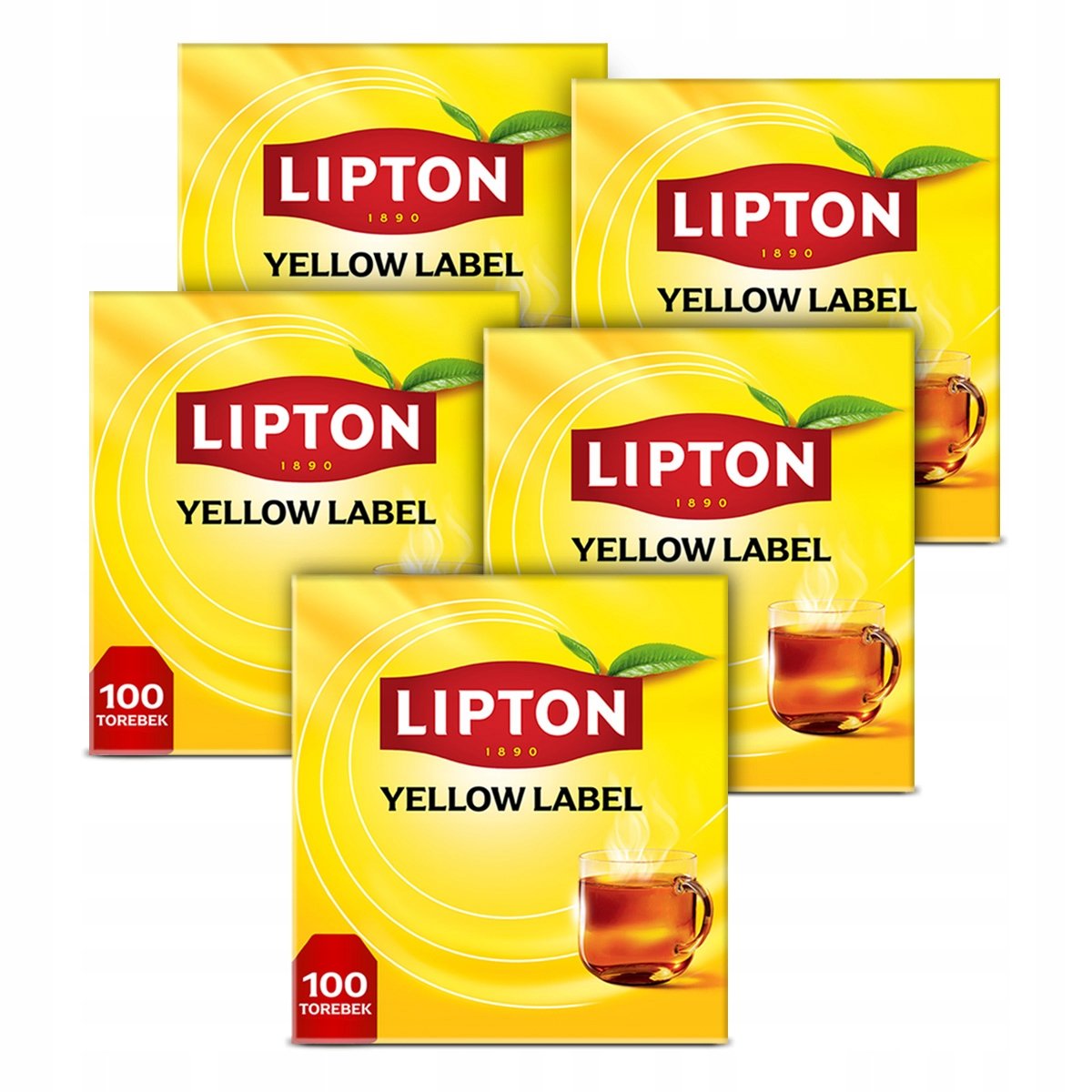 Zestaw Lipton Herbata czarna ekspresowa Yellow Label 5x100 torebek 1000g