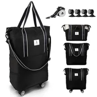 Torby i wózki na zakupy - Torba na kółkach Wózek na zakupy Torba rozszerzalna czarna 25-55L 4 kółka - miniaturka - grafika 1
