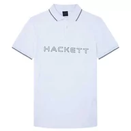 Koszulki męskie - Hackett London Męska koszulka polo HS Hackett, biała (biała), XXL, Biały (biały), XXL - miniaturka - grafika 1