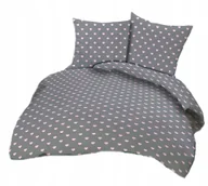 Pościel - pościel bawełna lux 140x200 + 1 poszewka B 207-18 serca różowe na szarym - miniaturka - grafika 1