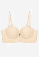 Biustonosze - Beżowy Biustonosz Push Up Zapinany z Przodu Pariri - miniaturka - grafika 1