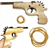 Zabawki militarne - Pistolet Drewniany na gumki recepturki Pistolety - miniaturka - grafika 1