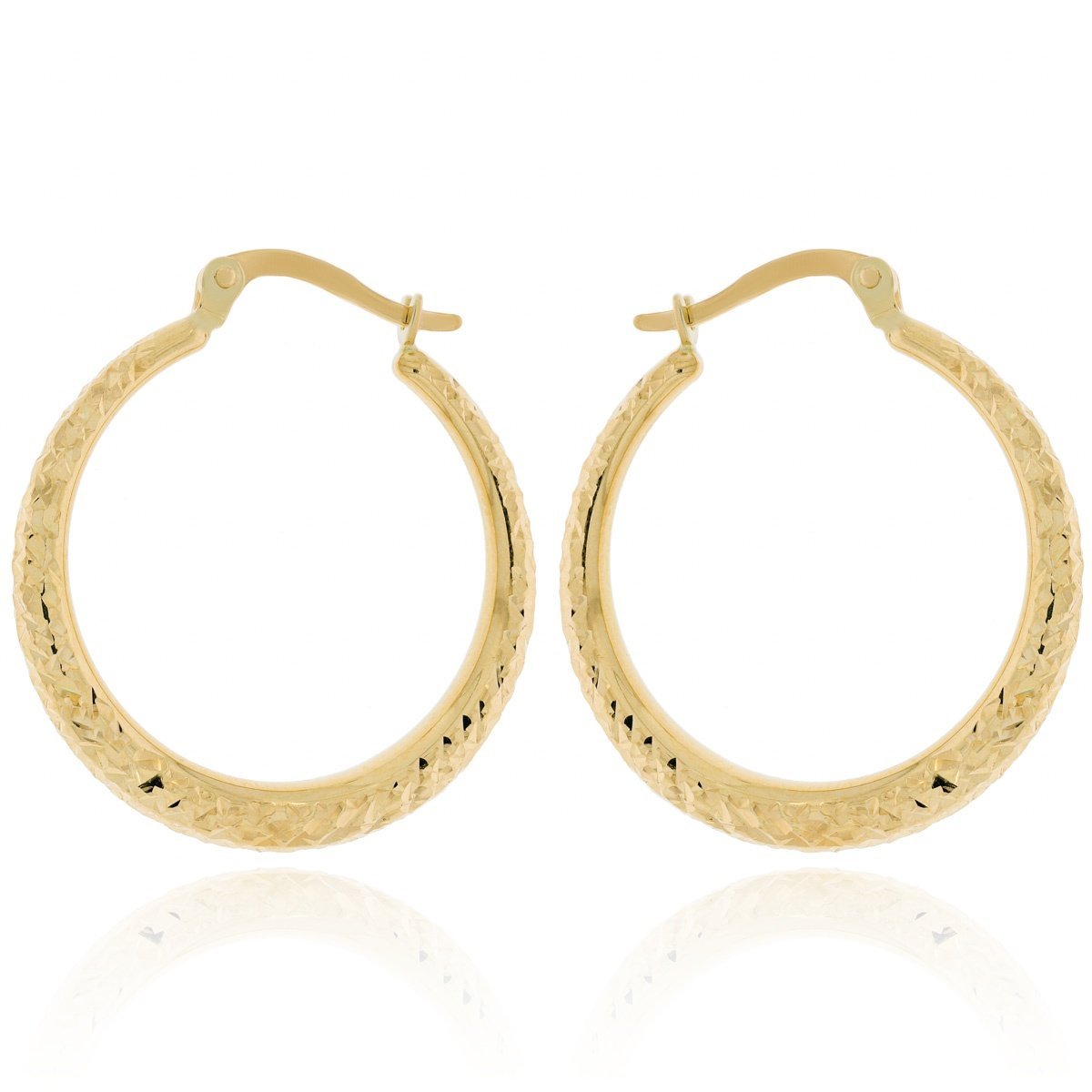 Złote kolczyki grawerowane koła kółka pr. 585