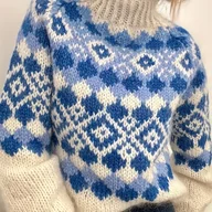 Swetry damskie - TEMU Elegancki Sweter Damski na Zimę – Okrągły Dekolt, Sweter z Umiarkowaną Elastycznością, Jednokolorowy Sweter na Jesień/Zimę, Pranie w Praniu - miniaturka - grafika 1