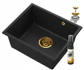Zlewozmywaki - Granitan Manado Czarny Podblatowy Zlew Złoty Podwieszany 50 - miniaturka - grafika 1
