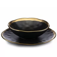 Talerze - Zestaw obiadowy na 4 os. LISSA BLACK GOLD 8 talerzy - miniaturka - grafika 1