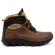 Buty trekkingowe męskie - Trzewiki męskie zimowe skórzane 150GT brązowe - Buty Olivier - miniaturka - grafika 1