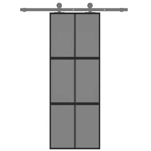 Drzwi przesuwne, czarne, 76x205 cm, szkło hartowane, aluminium 8721012120471 - Drzwi wewnętrzne - miniaturka - grafika 4