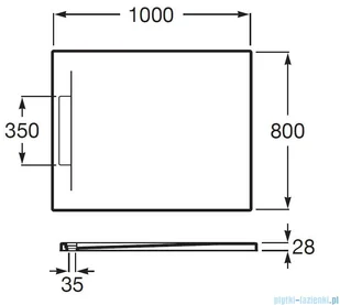 Roca Pyros 100x80cm brodzik prostokątny konglomeratowy beżowy AP9013E832001650 | - Brodziki prysznicowe - miniaturka - grafika 2