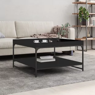 vidaXL Stolik kawowy, czarny, 80x80x45 cm, materiał drewnopochodny - Ławy i stoliki kawowe - miniaturka - grafika 1