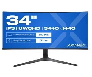 JAPANNEXT JN-IPS340UWQHD60C-C65W-HS (34") 3440 x 1440 px UltraWide Quad HD LCD Czarny, Srebrny - Monitory - miniaturka - grafika 1