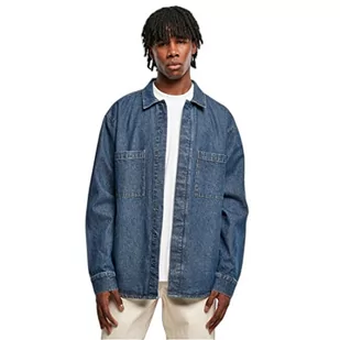 Urban Classics Oversized Denim Pocket Shirt męska koszula z długim rękawem niebieska Basics, Mid Indigo Washed, XL - Koszule męskie - miniaturka - grafika 1