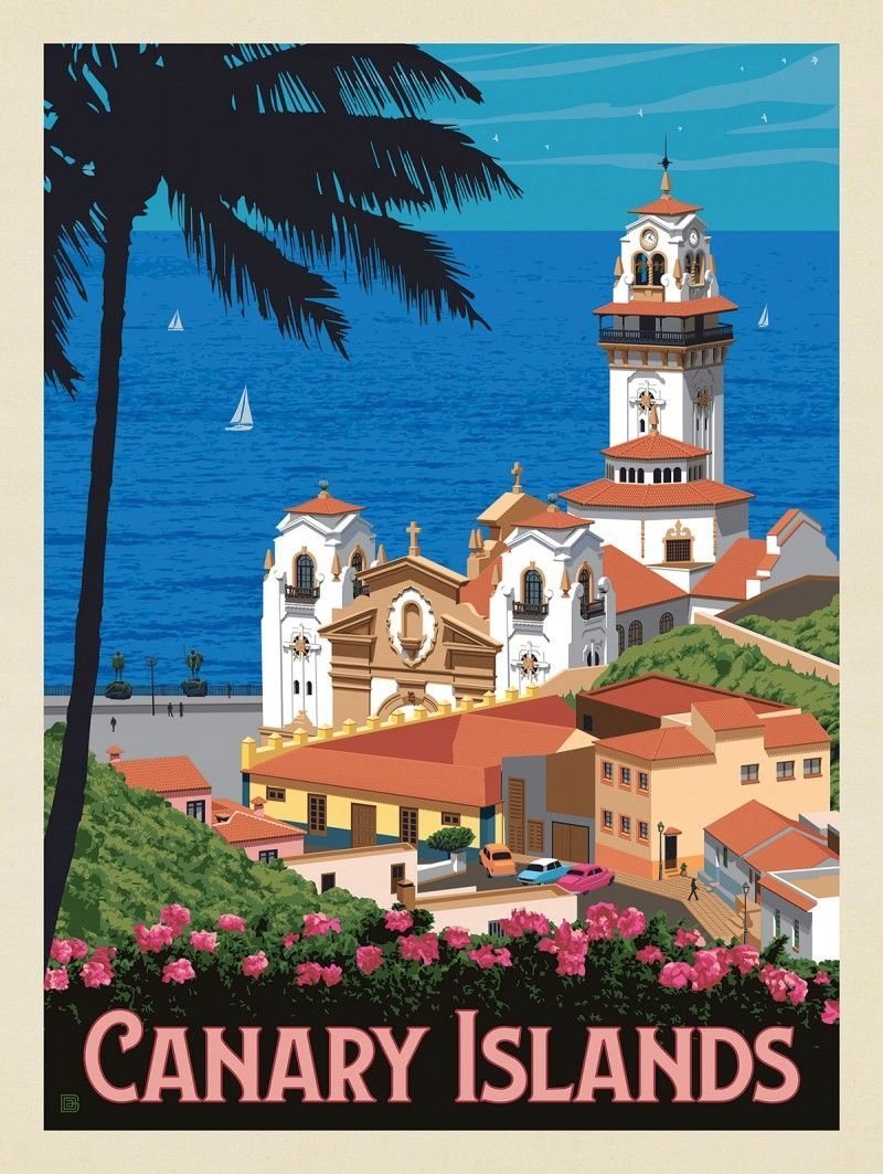 PUZZLE Wyspy Kanaryjskie Vintage Retro ART + IMIĘ Pudełko 120 el.