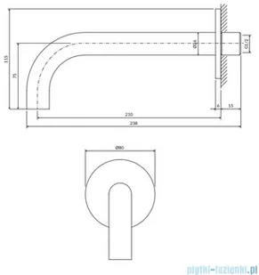 Omnires Y wylewka naścienna miedź szczotkowana WDYCPB | - Baterie umywalkowe - miniaturka - grafika 2