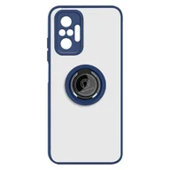Etui i futerały do telefonów - Etui Xiaomi Redmi Note 10 Pro Bi-material Metal Ring Funkcja Stojak niebieski - miniaturka - grafika 1
