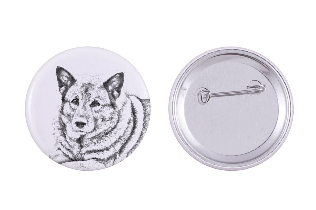 Elkhund, Norweski elghund szary - przypinka z twoim psem, dodaj własne foto, marka Art-Dog