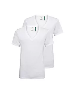 Koszulki męskie - G-STAR RAW Koszulka męska Base HTR V T S/S 2-pak, Biały (biały jednolity 2757-2020), XL - grafika 1