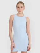 Sukienki - 4F Sukienka mini z prążkowanej dzianiny damska - niebieska L - miniaturka - grafika 1