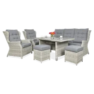 Meble ogrodowe - Meble technorattanowe TRIVENTO 3 DINING + PUFY White Grey - Focus Garden - miniaturka - grafika 1
