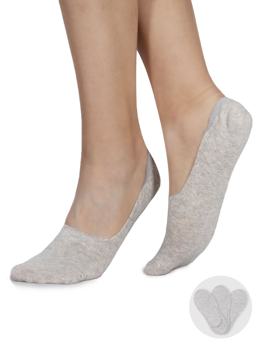 Skarpety stopki dziewczęce skarpetki gładkie szare 3pak 31-34 yoclub