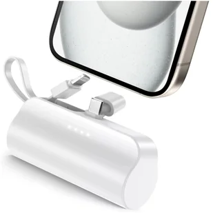 PowerBank 5000mAh Alogy bank energii kieszonkowy mały ładowarka zewnętrzna Power Bank USB-C i lightning Biały - Powerbanki - miniaturka - grafika 1