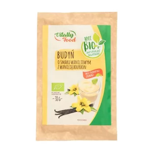 Vitally Food Budyn o smaku waniliowym z wanilią bourbon bez dodatku cukru Bio 38g - Vitally Food - Zdrowa żywność - miniaturka - grafika 1