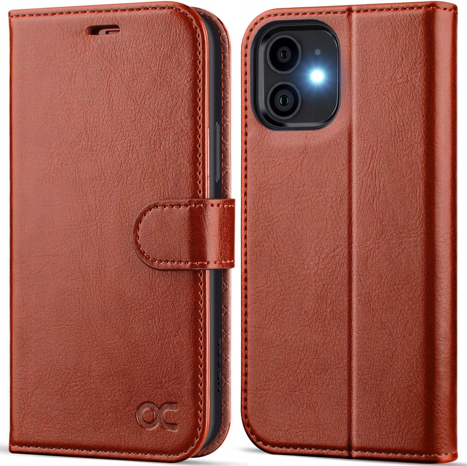 Ocase skórzane etui do iPhone 12 iPhone 12 Pro portfel Rfid brązowe