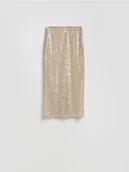 Spódnice - Reserved - Cekinowa spódnica midi - kremowy - miniaturka - grafika 1