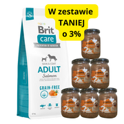 Sucha karma dla psów - BRIT CARE Grain-free Adult Salmon 12kg + Leopold Karma mięsna 6x500g - miniaturka - grafika 1