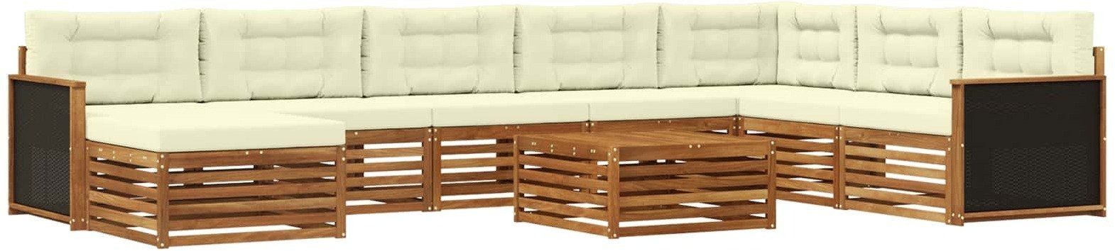 vidaXL Zestaw sof na zewnątrz z poduszką 9 pcs Naturalny i Kremowy