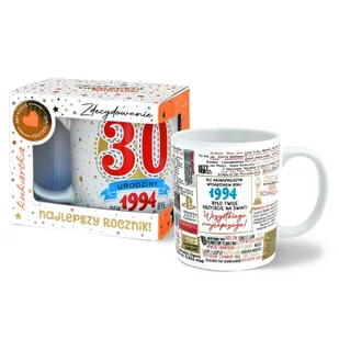KUBEK 30 URODZINY ROK 1994 GWIAZDKI BIAŁY - Kubki - miniaturka - grafika 1